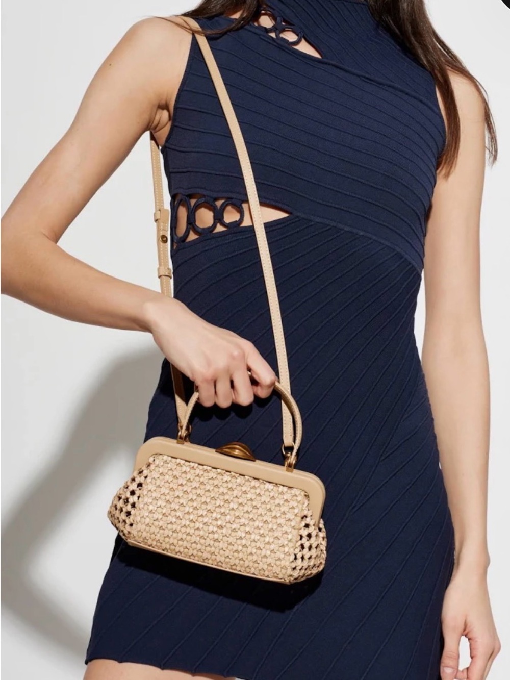 Cult Gaia Woven Top-Handle Evening Bag in Beige - Picture 3 of 6